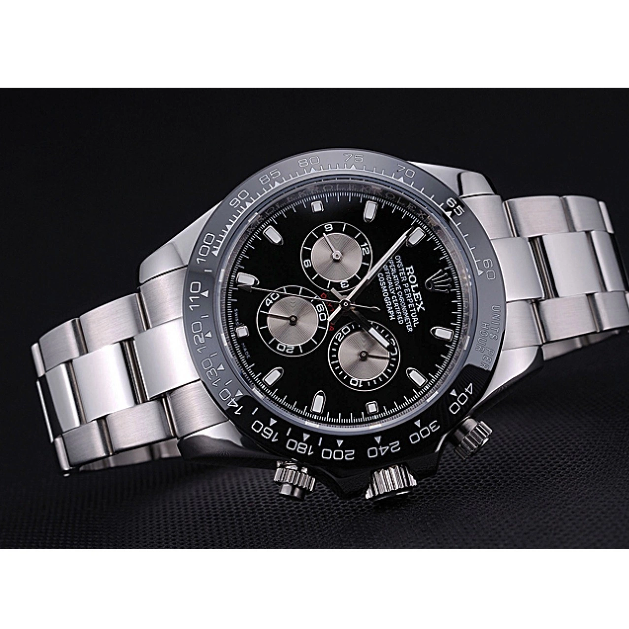 Aaa replica watch Black Rolex Stainless Dial Bracelet 622543 Steel Cosmograph Daytona 0710